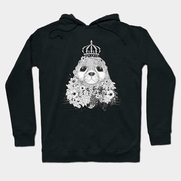 small seal with a floral crown Hoodie by Kisho